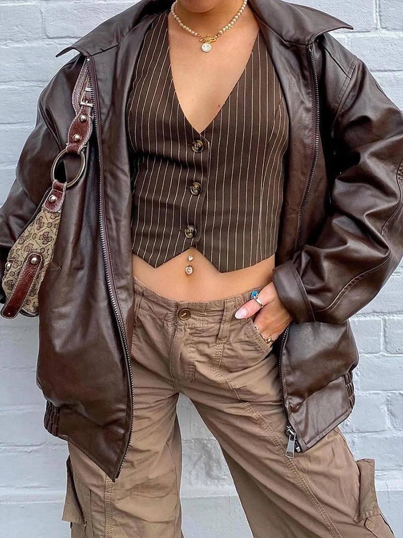 BerlinGlamour | Kunstleren jack met rits voor dames 4