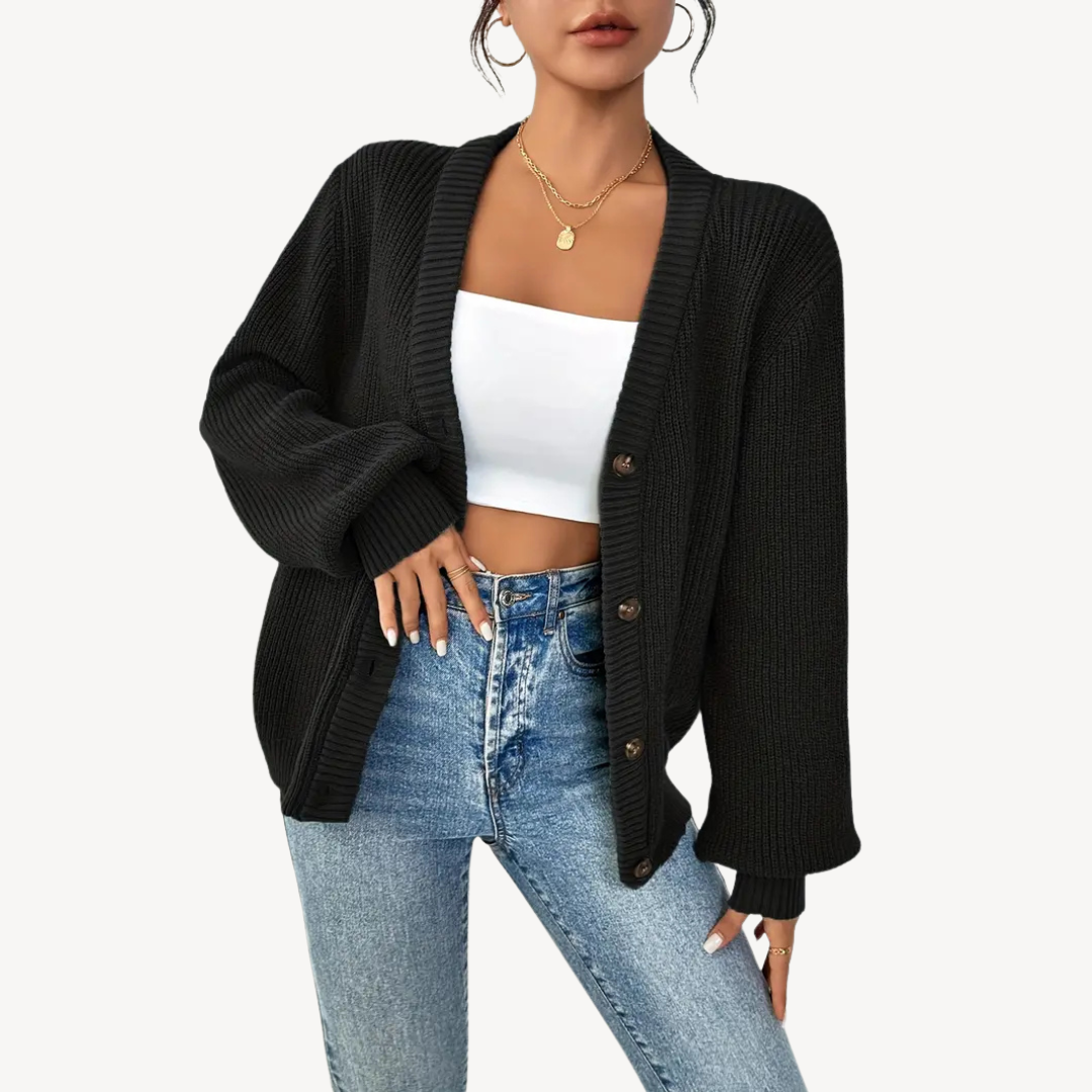 BerlinGlamour | Lang mouwen vest met knoopsluiting aan de voorkant voor dames 2