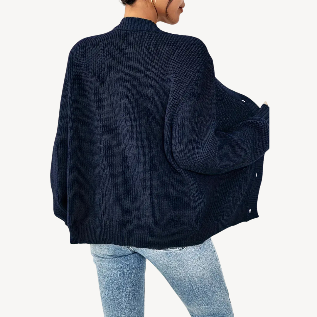 BerlinGlamour | Lang mouwen vest met knoopsluiting aan de voorkant voor dames 8