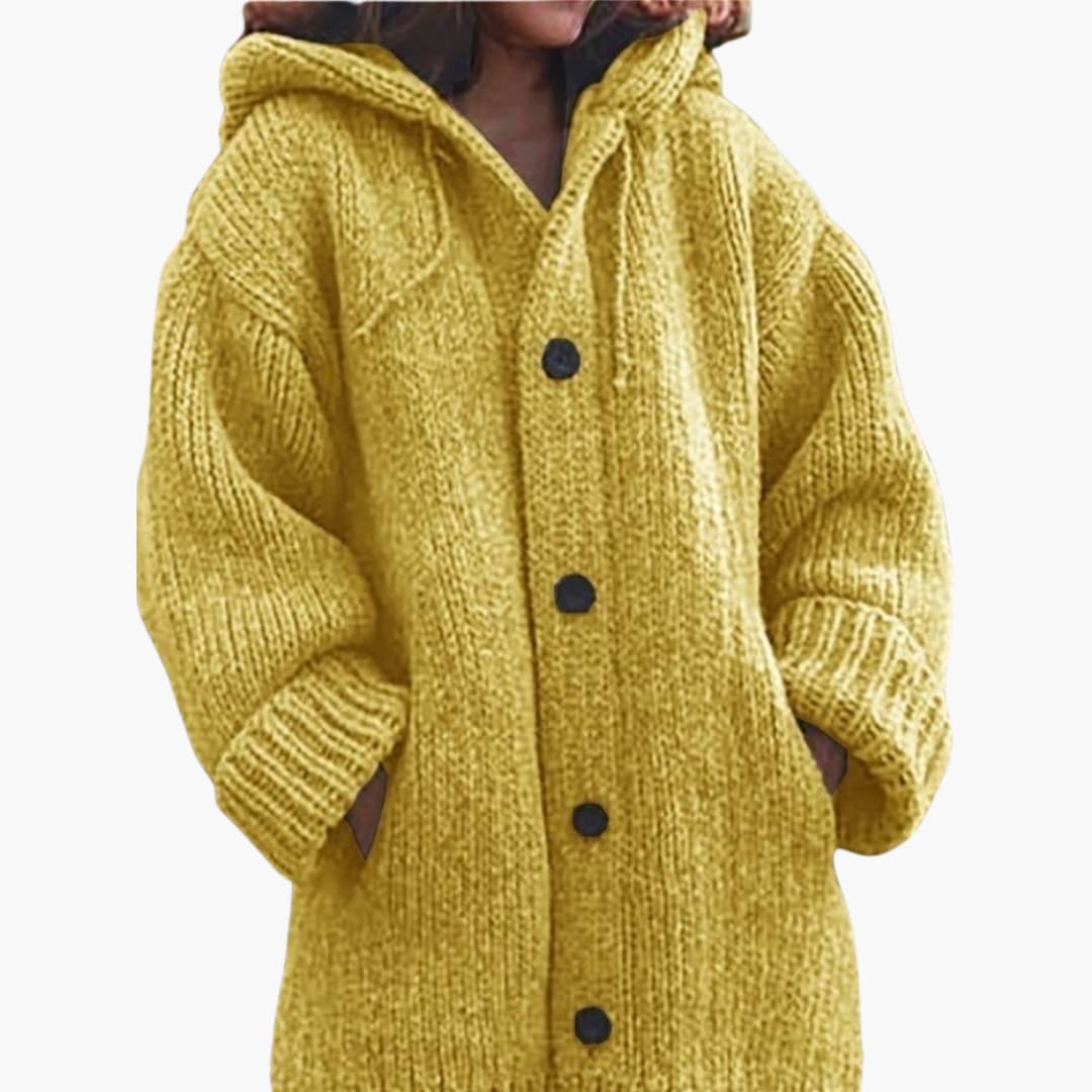 BerlinGlamour | Lange damescardigan met capuchon Warm 0