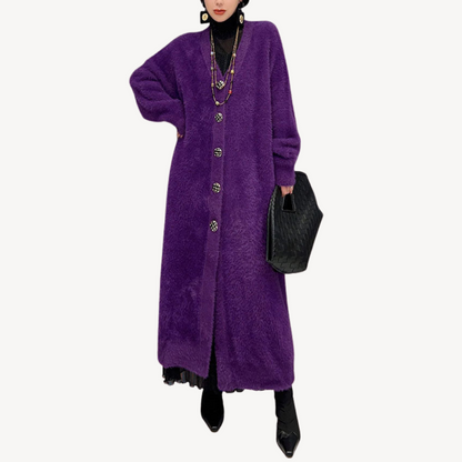 BerlinGlamour | Lange lila pluizige jas voor dames 0