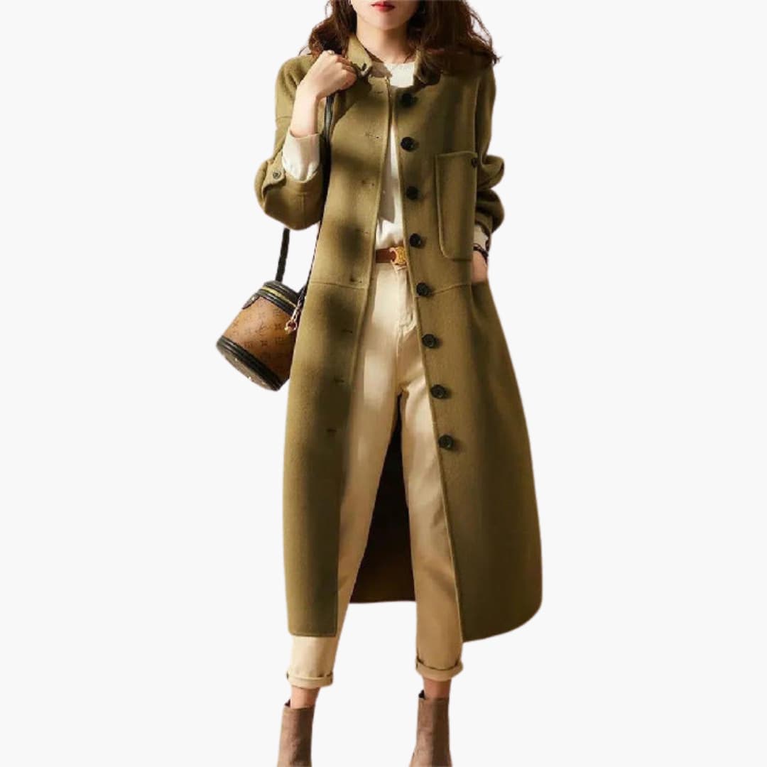 BerlinGlamour | Lange trenchcoat met knoopsluiting voor dames 2
