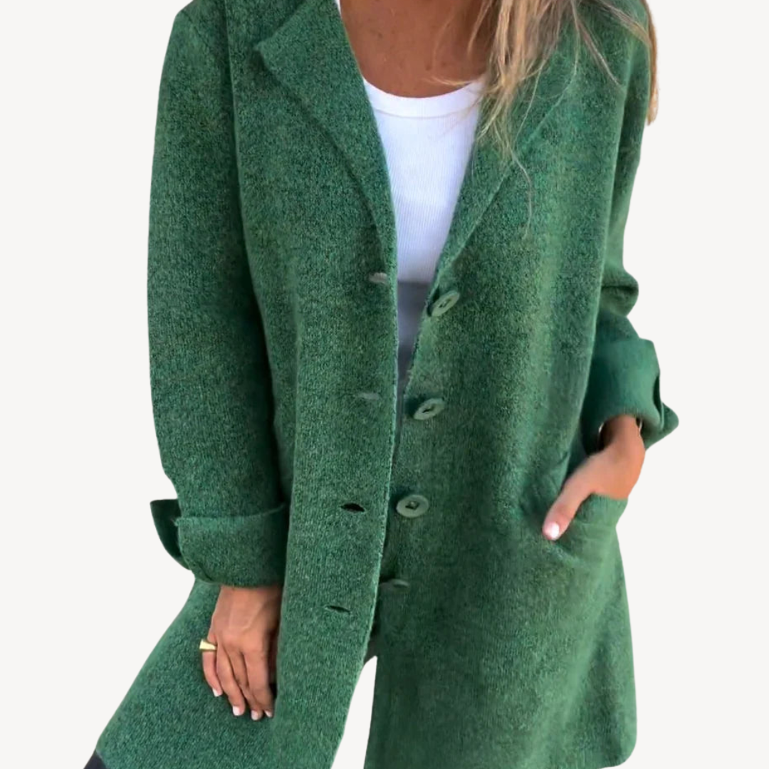 BerlinGlamour | Lange wolmix jas voor dames met knoopsluiting aan de voorkant 3