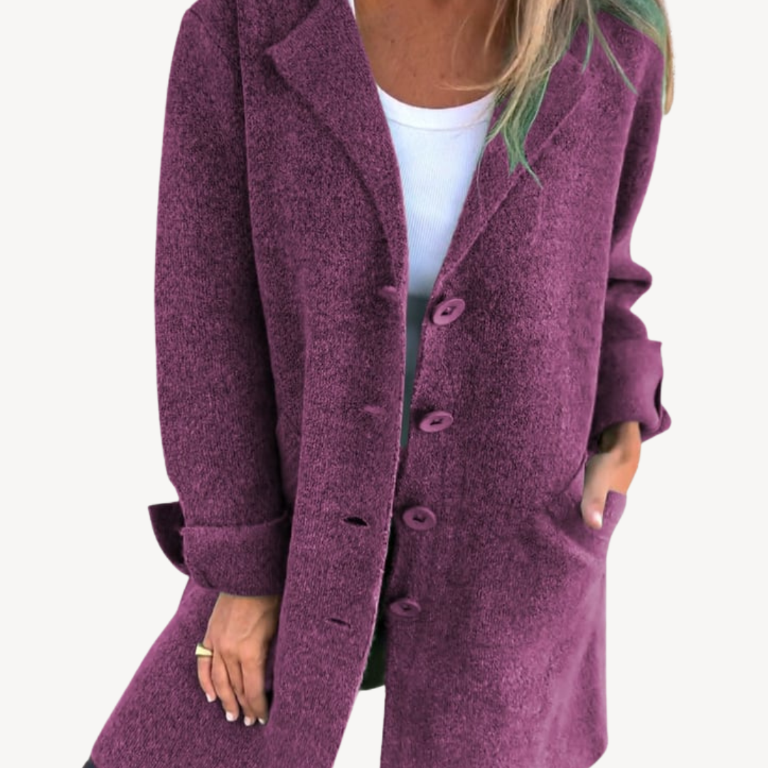 BerlinGlamour | Lange wolmix jas voor dames met knoopsluiting aan de voorkant 6