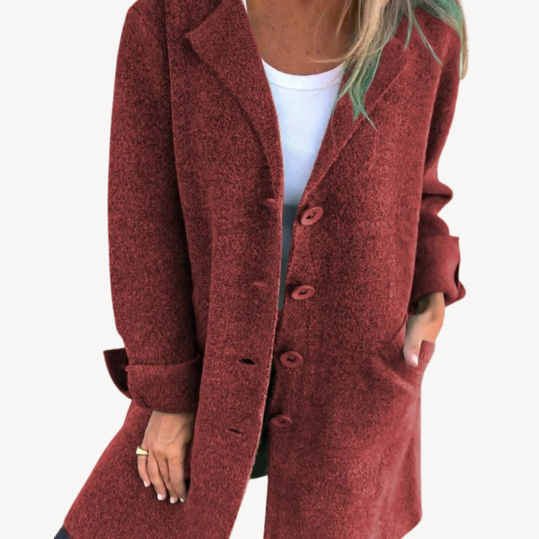 BerlinGlamour | Lange wolmix jas voor dames met knoopsluiting aan de voorkant 8