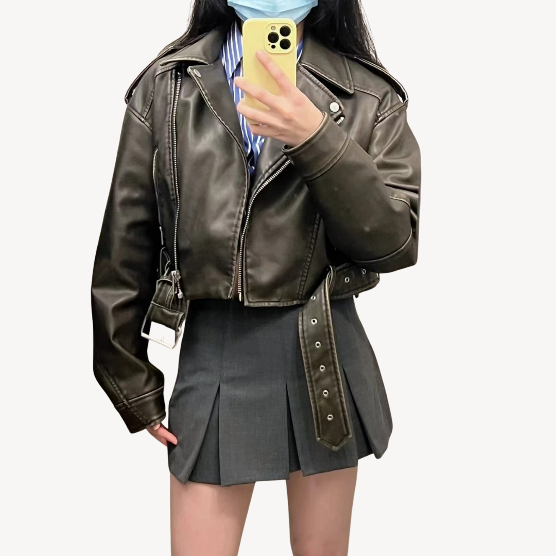 BerlinGlamour | Leren bikerjack voor dames 1