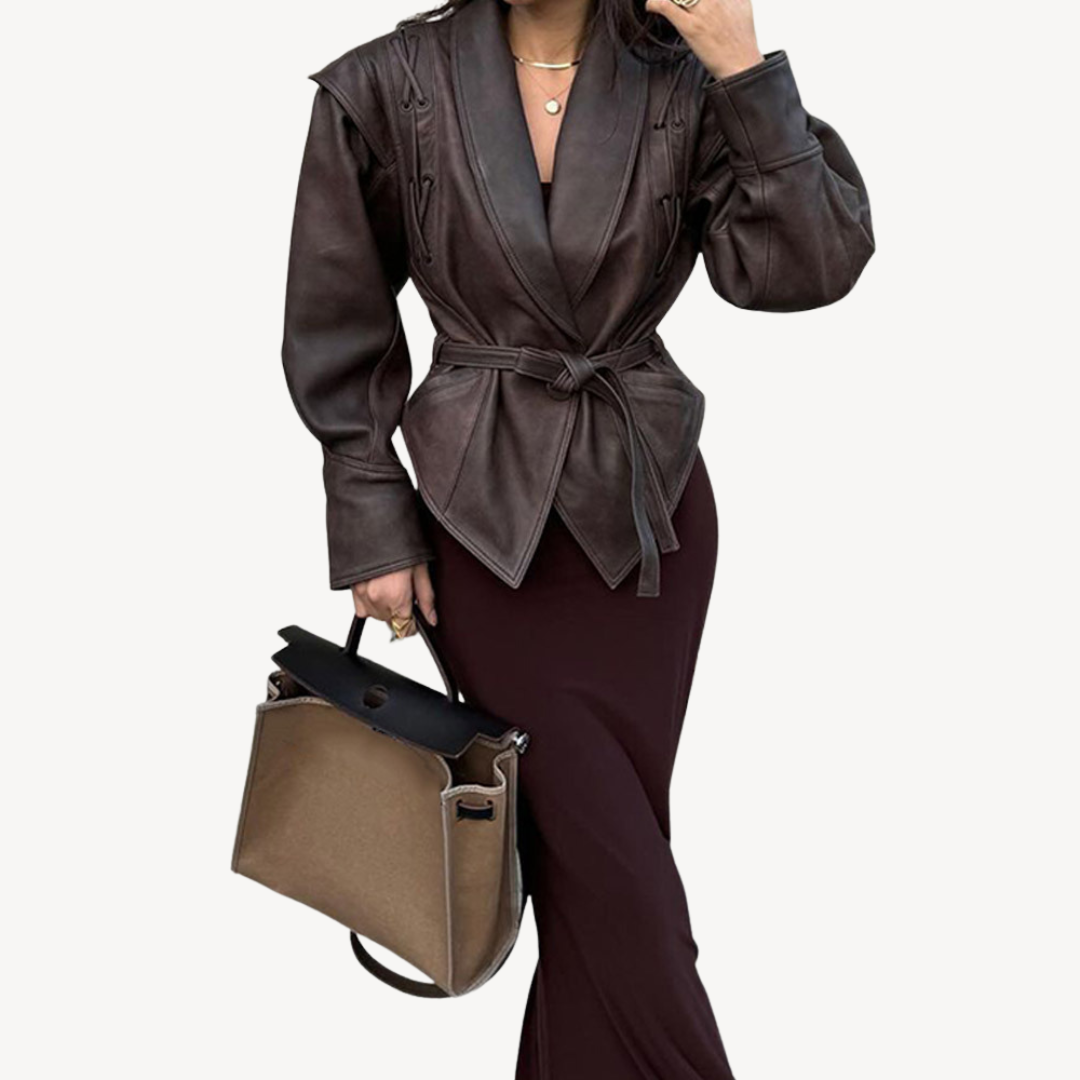 BerlinGlamour | Leren pufferblazer voor dames 3