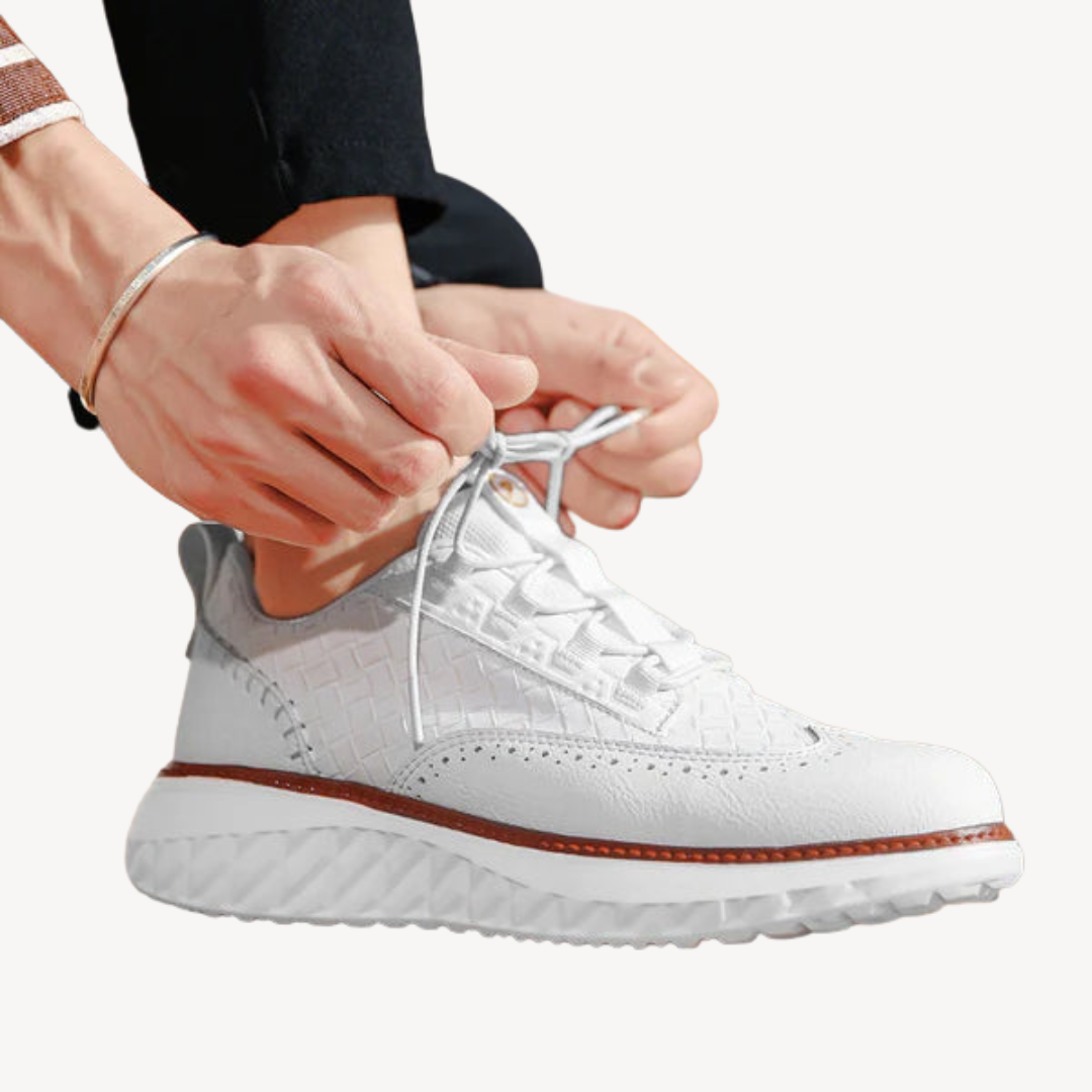 BerlinGlamour | Lichtgewicht mesh leren sneakers voor heren 3