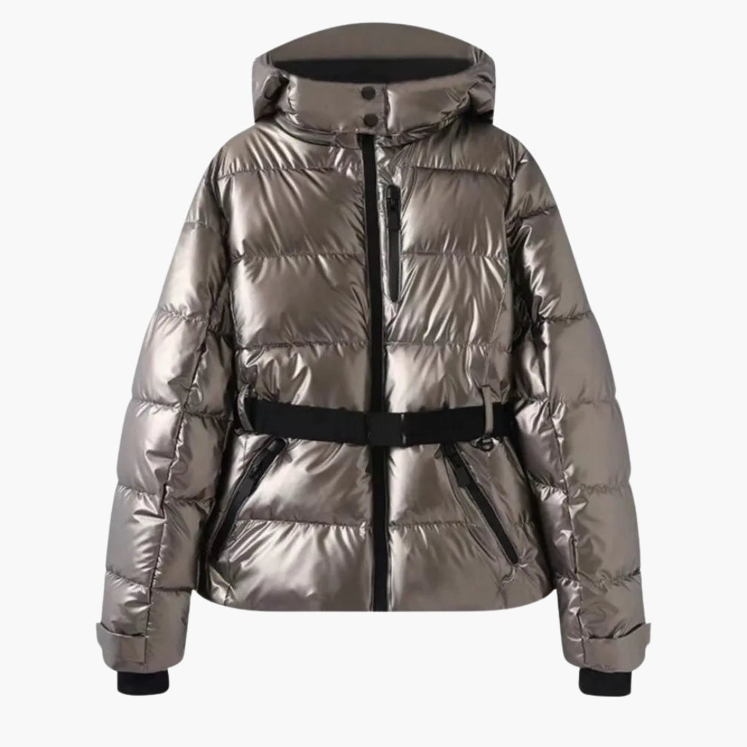 BerlinGlamour | Modieuze dames ski-jas met riem en capuchon 0