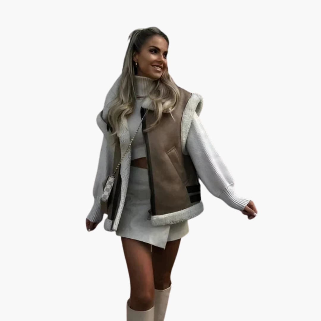 BerlinGlamour | Mouwloos damesvest met brede kraag en zijzakken 3