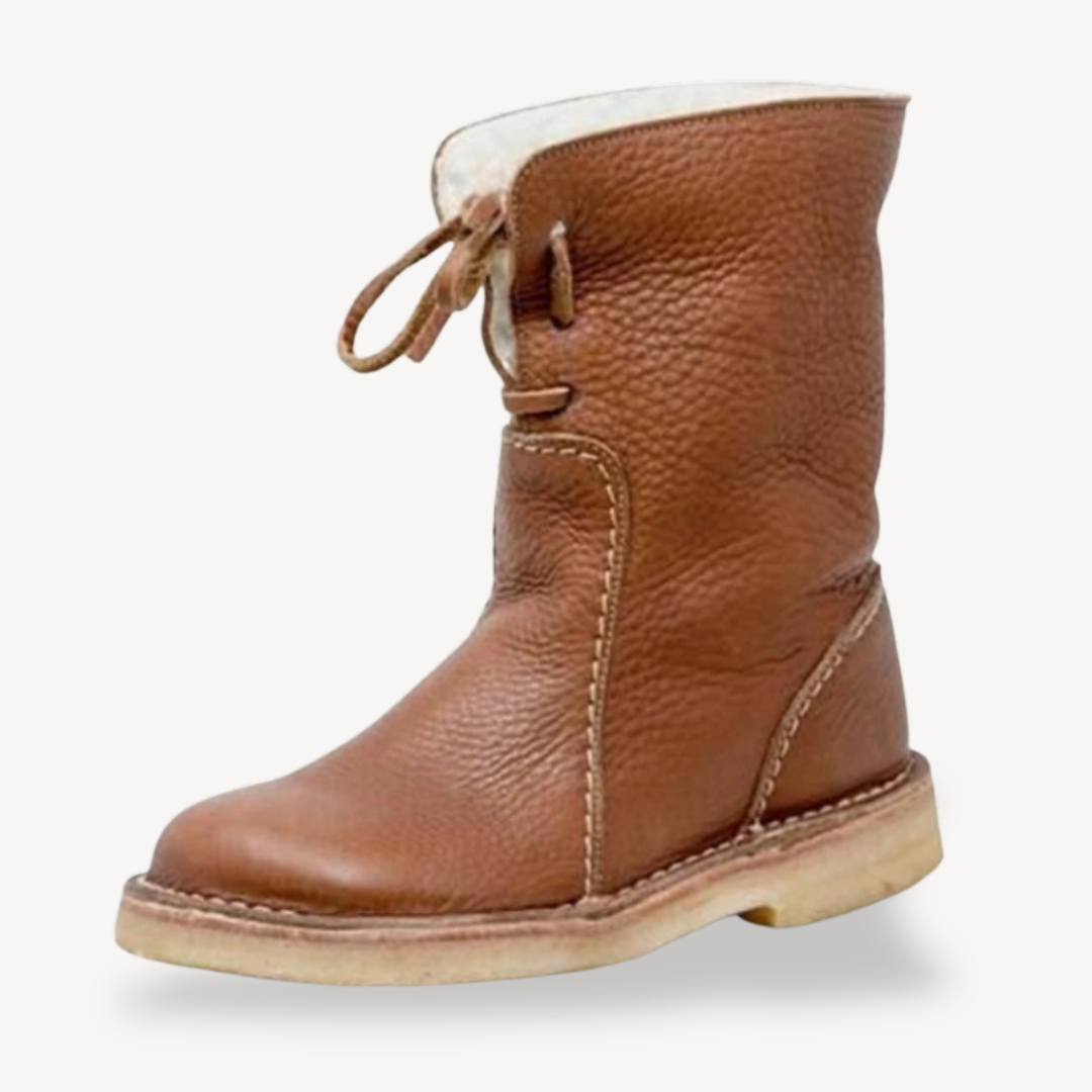 BerlinGlamour | Orthopedische, verstelbare leren enkellaarsjes met vetersluiting 1