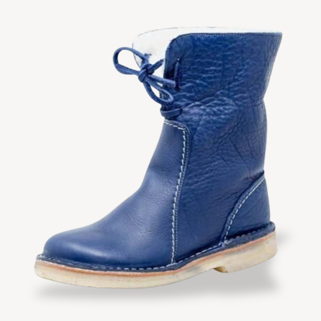 BerlinGlamour | Orthopedische, verstelbare leren enkellaarsjes met vetersluiting 3