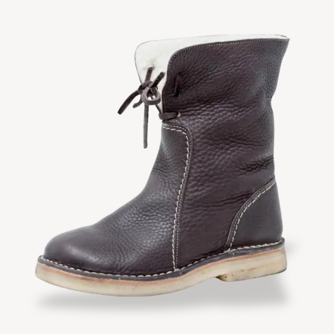 BerlinGlamour | Orthopedische, verstelbare leren enkellaarsjes met vetersluiting 4