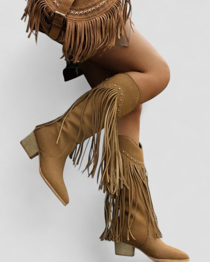 BerlinGlamour | Orthopedische westernlaarzen met franjes voor dames 3