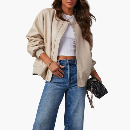 BerlinGlamour | Oversized bomberjack voor dames met rits en geribbelde manchetten 3