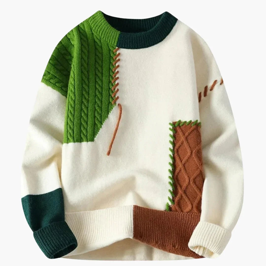 BerlinGlamour | Patchwork gebreide trui voor heren 4