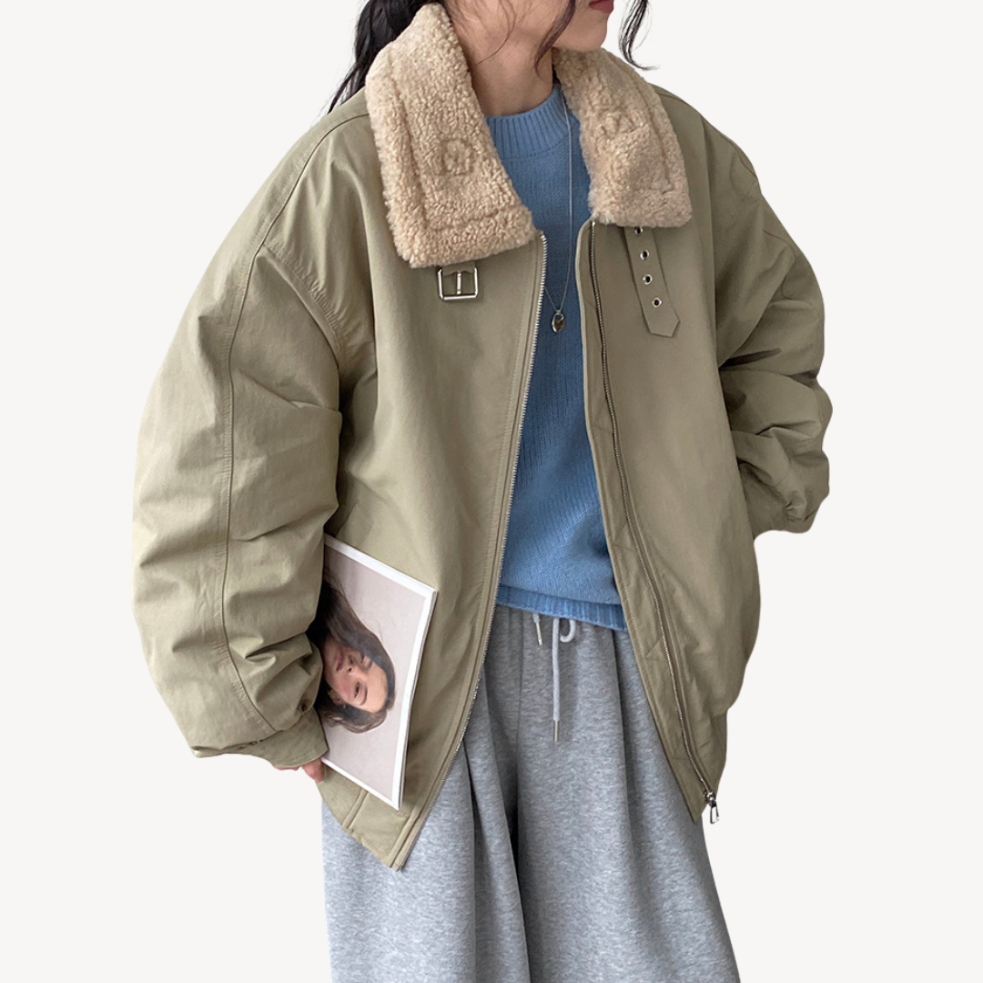 BerlinGlamour | Pufferjack met schapenvachtkraag voor dames 1