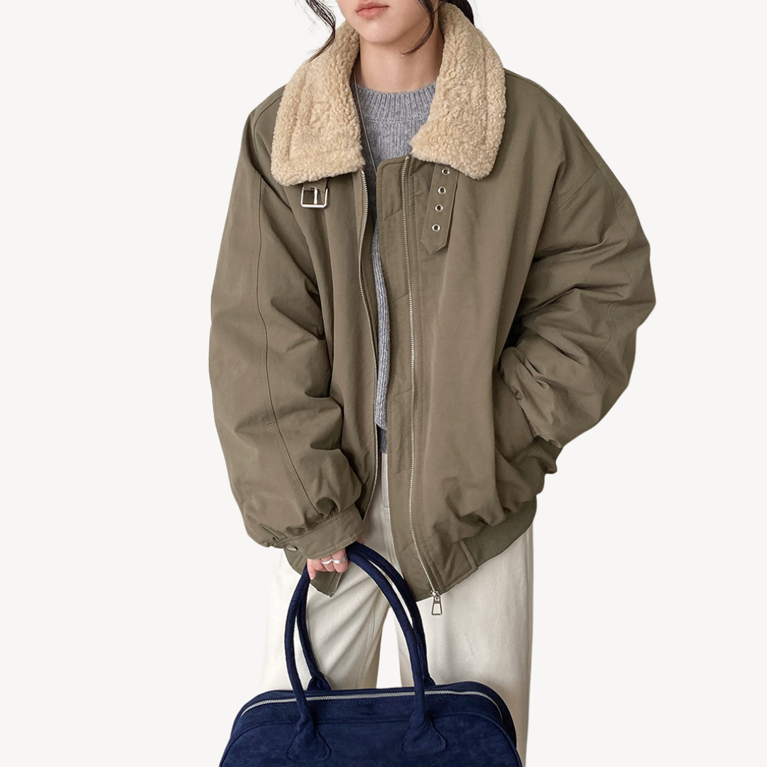 BerlinGlamour | Pufferjack met schapenvachtkraag voor dames 2