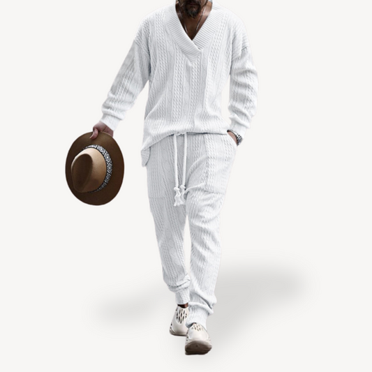 BerlinGlamour | Set van trui en broek met kabelpatroon 0