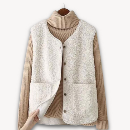 BerlinGlamour | Sherpa Fleece Vest voor Dames – Zacht, Mouwloos Pluche Jasje met Zakken – Casual Winterkleding 3