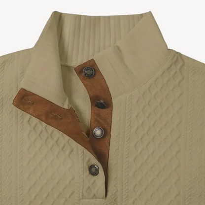 BerlinGlamour | Stijlvolle herentrui met rits en leren elleboogstukken 8