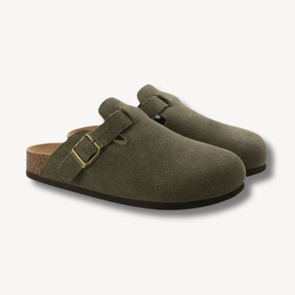 BerlinGlamour | Suède klompen met gesp, unisex 5