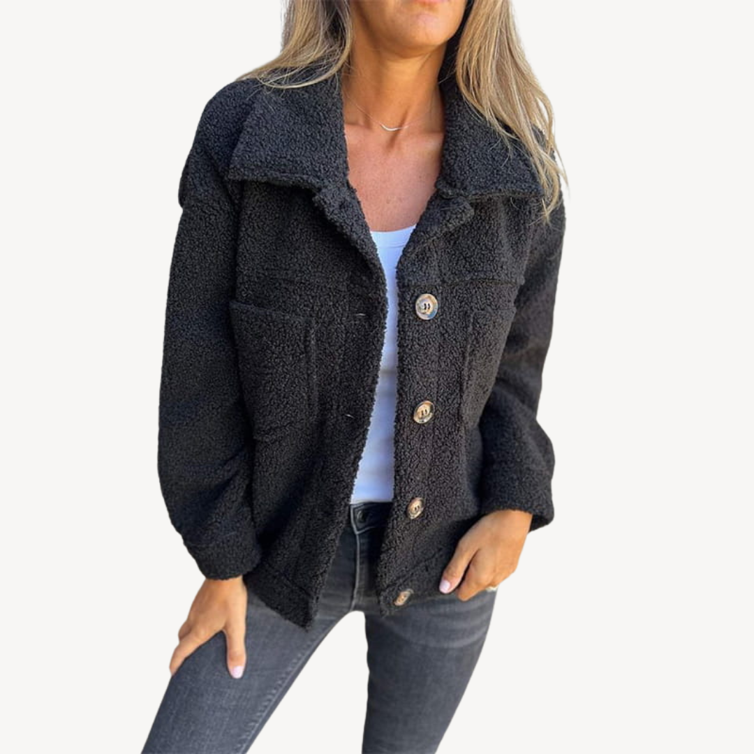 BerlinGlamour | Teddy Fleece Button Jacket voor dames 0