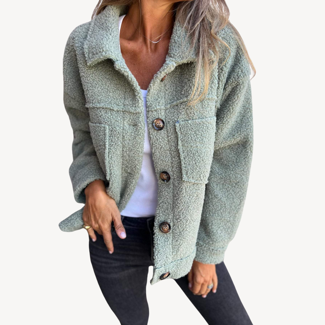 BerlinGlamour | Teddy Fleece Button Jacket voor dames 1