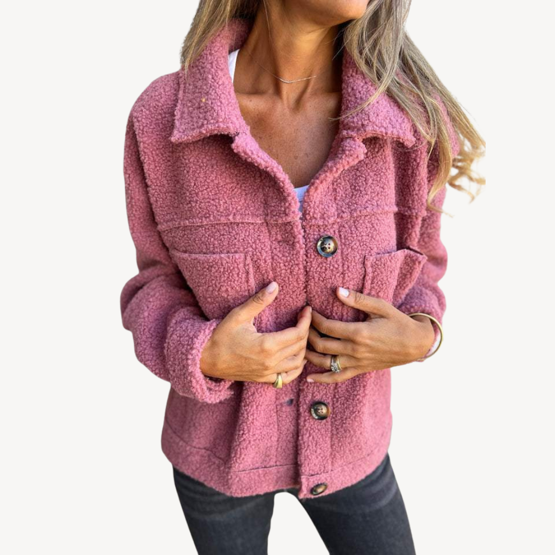 BerlinGlamour | Teddy Fleece Button Jacket voor dames 2