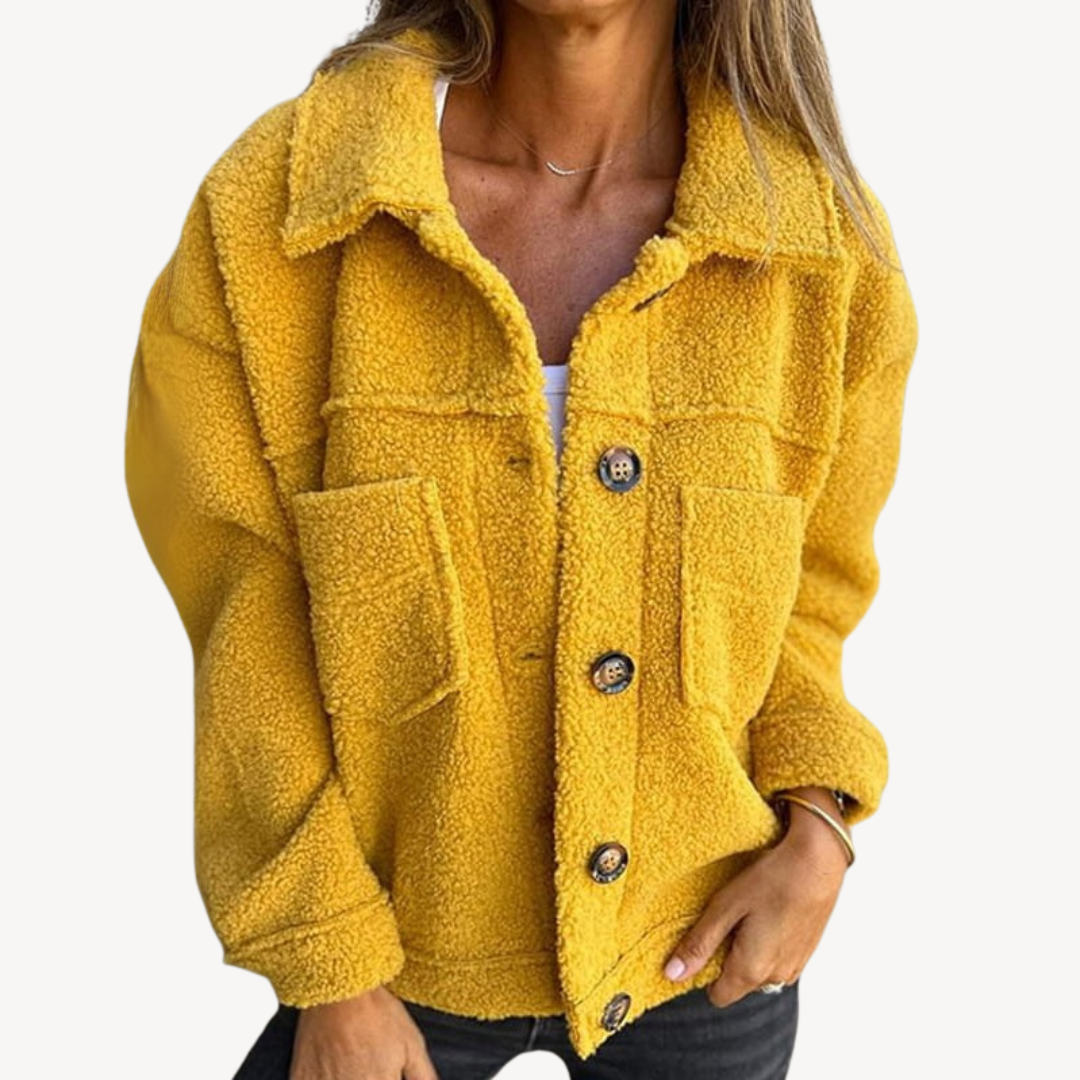 BerlinGlamour | Teddy Fleece Button Jacket voor dames 3
