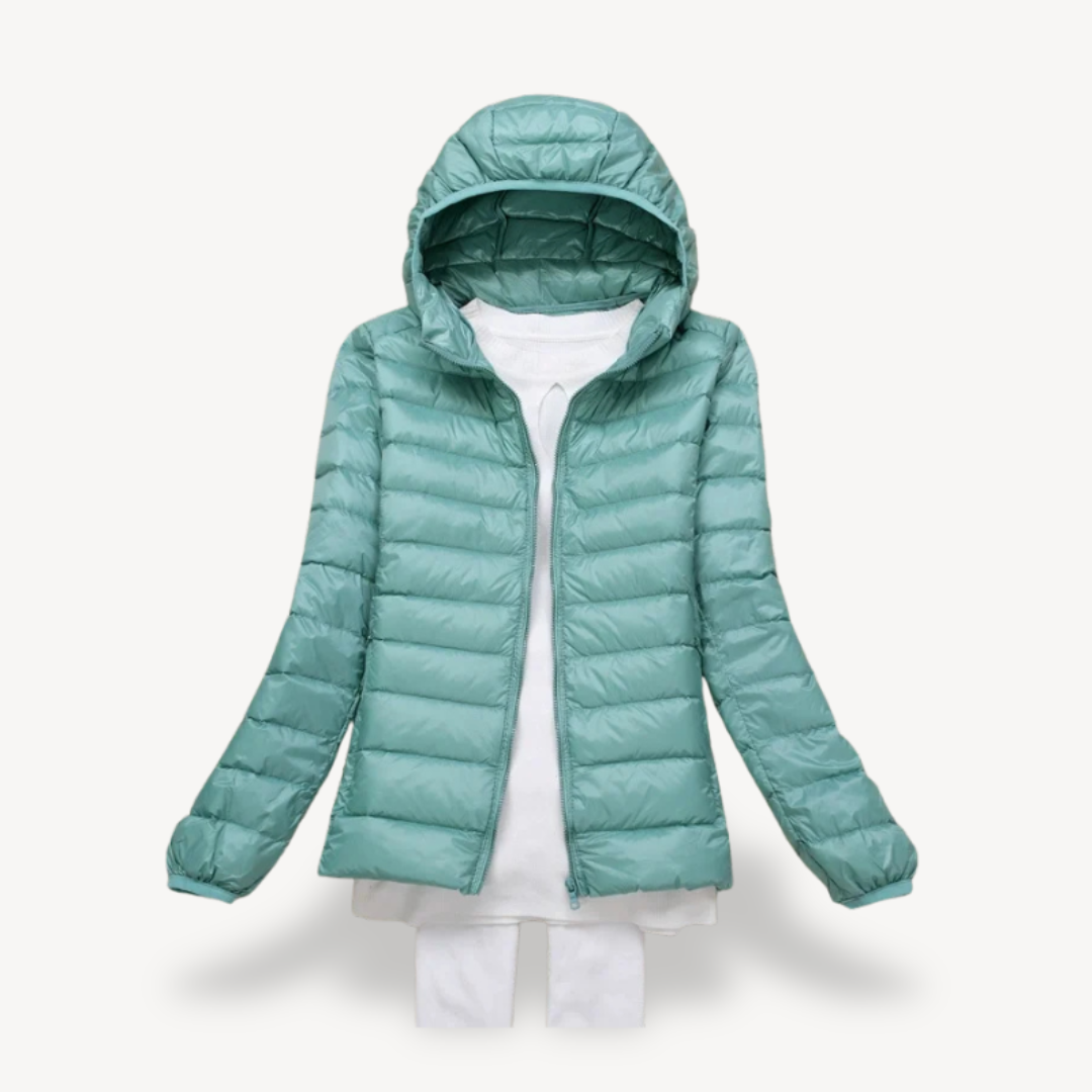 BerlinGlamour | Ultralichte pufferjas met capuchon voor dames 1