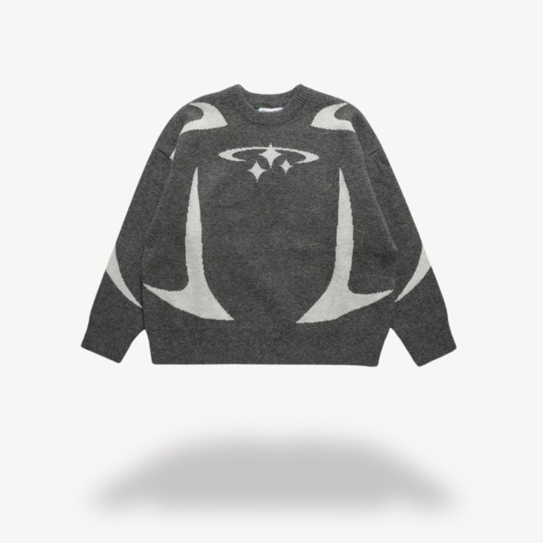 BerlinGlamour | Unisex gebreide trui met ronde hals en grafische print 2