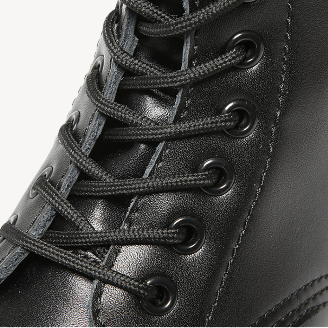 BerlinGlamour | Unisex leren combat boots – Robuuste enkellaarsjes met vetersluiting 8