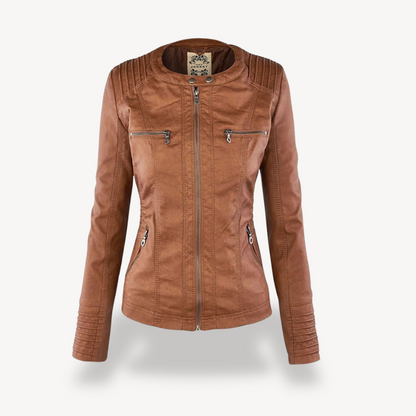 BerlinGlamour | Waterdichte leren capuchonjas voor dames 4