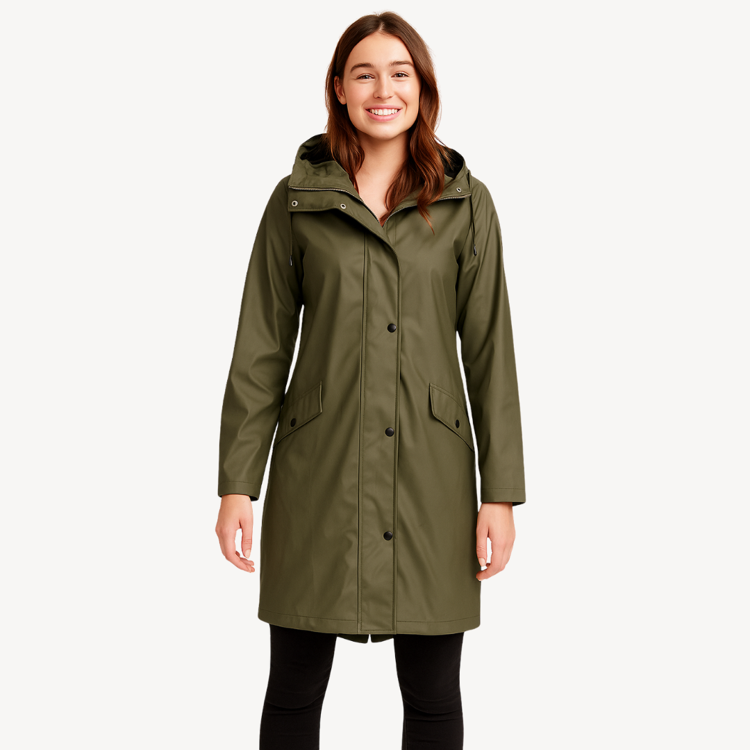 BerlinGlamour | Waterdichte regenjas met capuchon voor dames 1