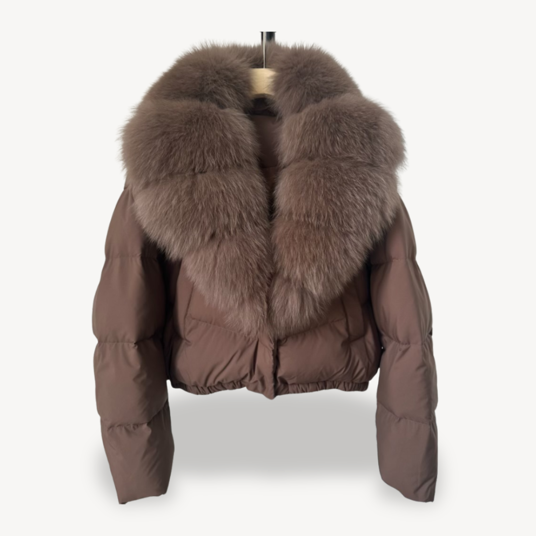 BerlinGlamour | Winterpufferjack voor dames met imitatiebontkraag 0