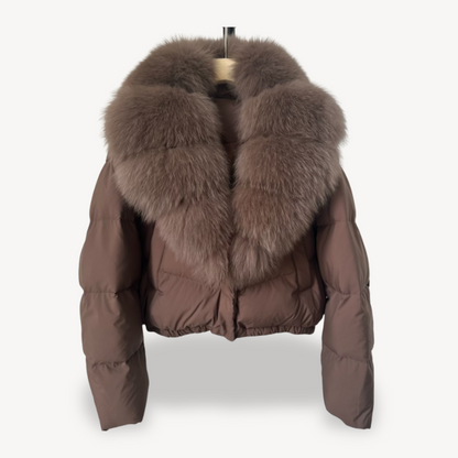 BerlinGlamour | Winterpufferjack voor dames met imitatiebontkraag 0