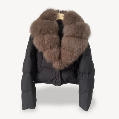 BerlinGlamour | Winterpufferjack voor dames met imitatiebontkraag 2