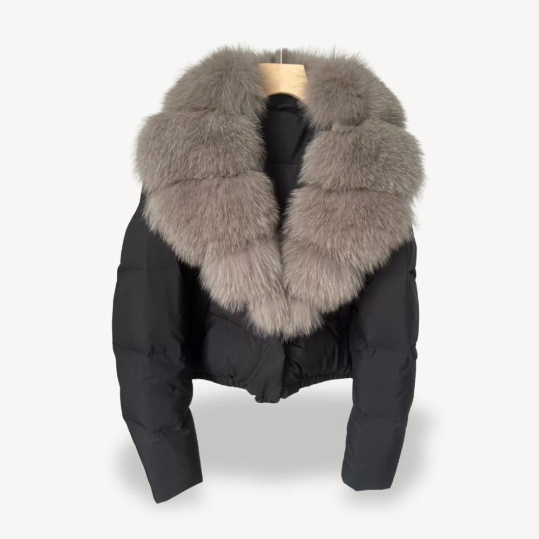 BerlinGlamour | Winterpufferjack voor dames met imitatiebontkraag 3