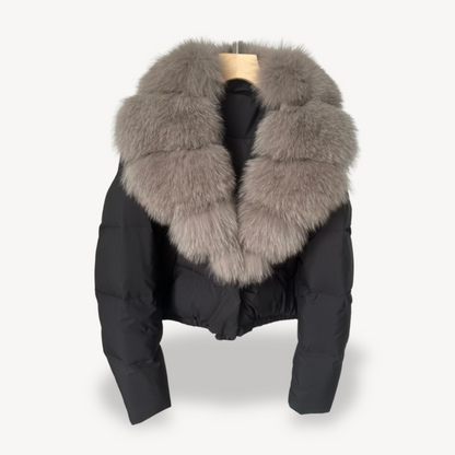 BerlinGlamour | Winterpufferjack voor dames met imitatiebontkraag 3