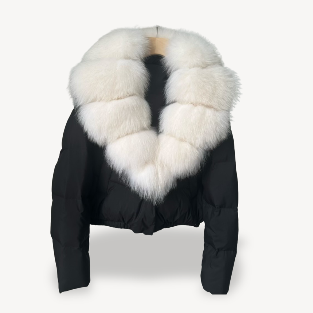 BerlinGlamour | Winterpufferjack voor dames met imitatiebontkraag 5