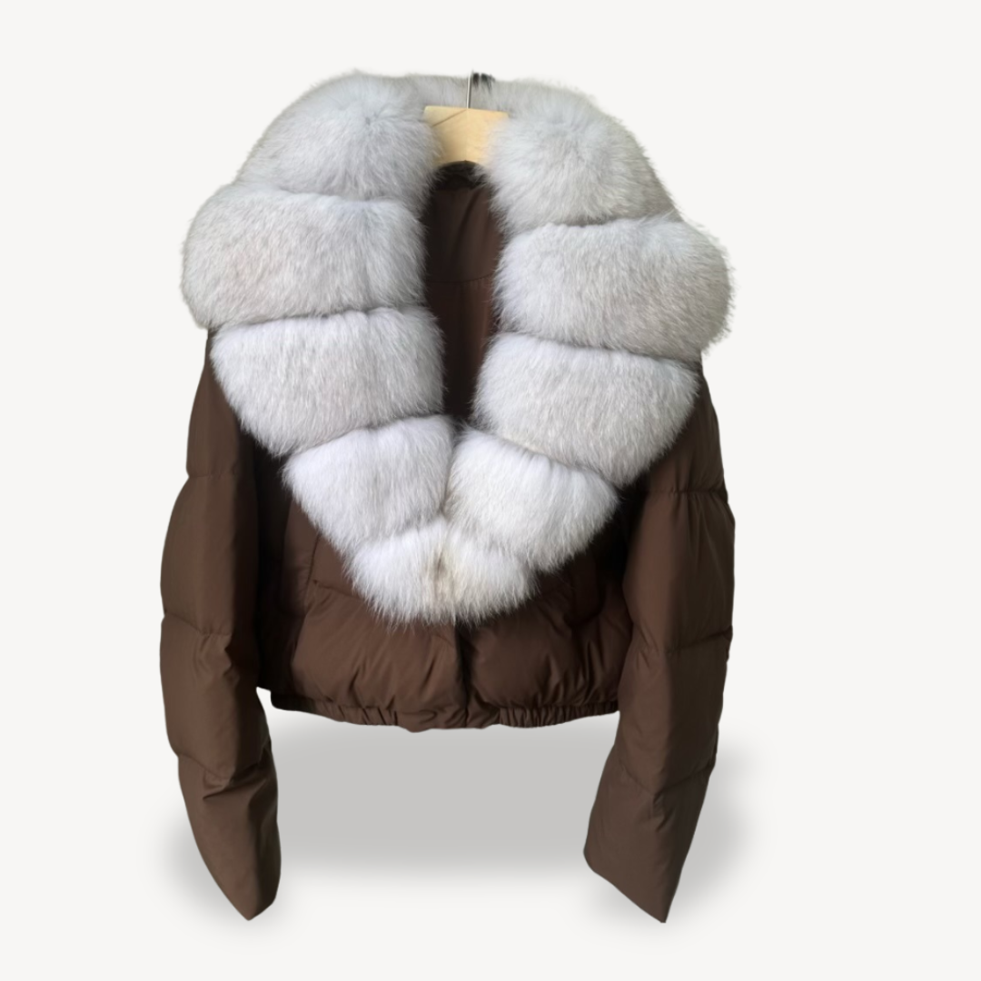 BerlinGlamour | Winterpufferjack voor dames met imitatiebontkraag 6