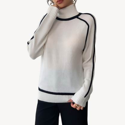 BerlinGlamour | Witte geribbelde coltrui voor dames 1