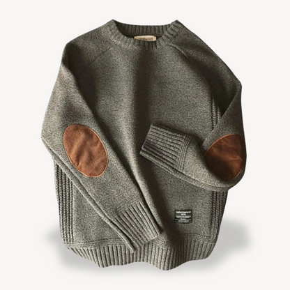 BerlinGlamour | Wollen herentrui met leren elleboogstukken 0