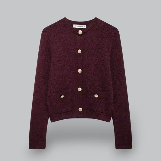 BerlinGlamour | Zacht gebreid vestje met gouden knopen 0