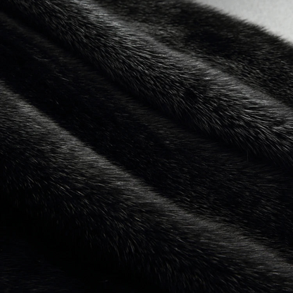 BerlinGlamour | Zwarte dames winterjas met imitatiebont en capuchon, lange mouwen 4