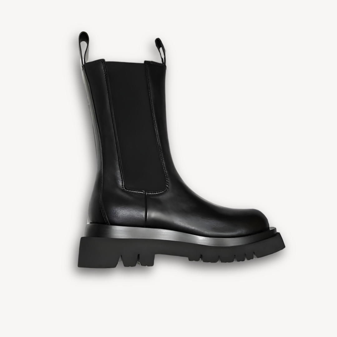 BerlinGlamour | Zwarte leren Chelsea-laarzen voor dames – dikke zool, instappers, duurzaam, stijlvol casual schoeisel 4