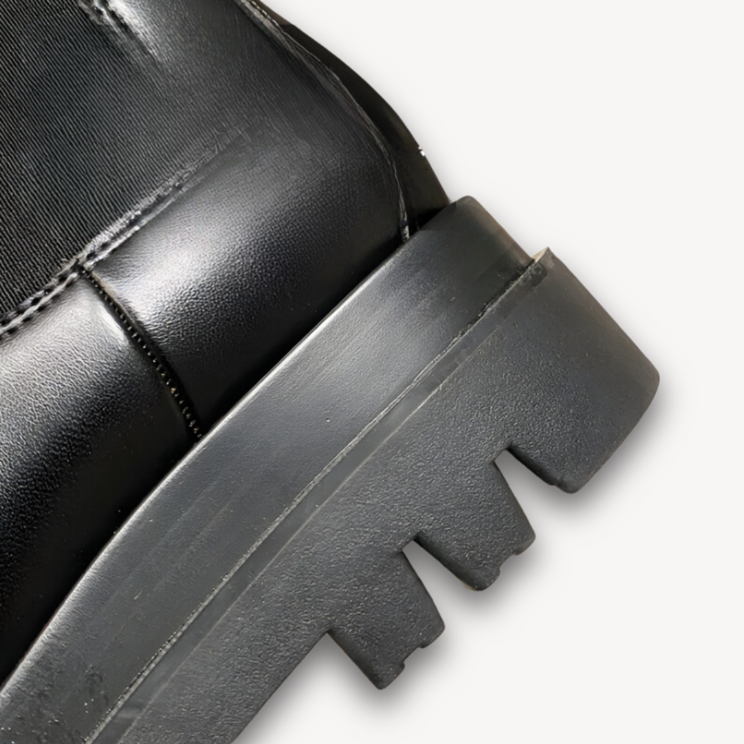 BerlinGlamour | Zwarte leren Chelsea-laarzen voor dames – dikke zool, instappers, duurzaam, stijlvol casual schoeisel 6