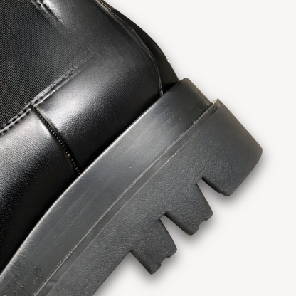 BerlinGlamour | Zwarte leren Chelsea-laarzen voor dames – dikke zool, instappers, duurzaam, stijlvol casual schoeisel 6