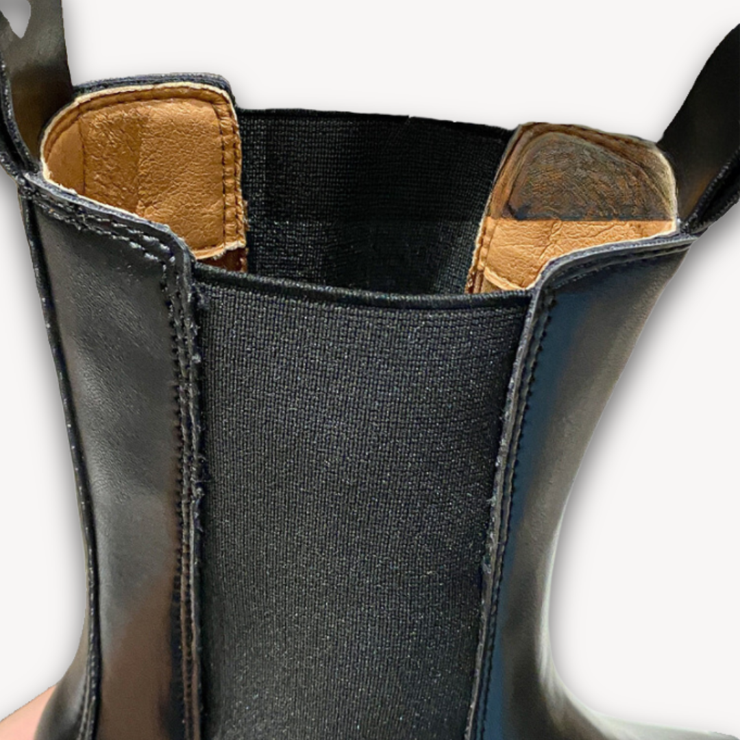 BerlinGlamour | Zwarte leren Chelsea-laarzen voor dames – dikke zool, instappers, duurzaam, stijlvol casual schoeisel 8